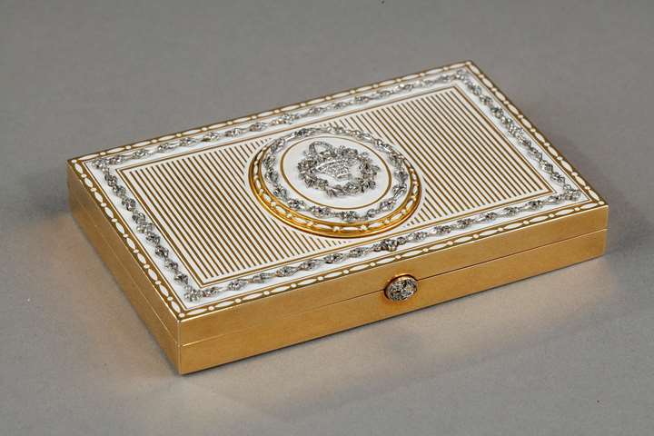A gold and enamel minaudiere, Art Deco
